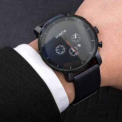 Picture of Mvmt Chronograph stayle  Leather Analog Watch For Man - Black(null)