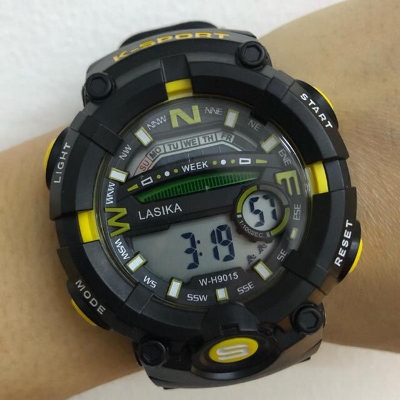 Picture of LASIKA W-H9015  Water Resistance/ Waterproof 50m Silicon Digital Watch for Men With Lasika Box - Yellow(null)