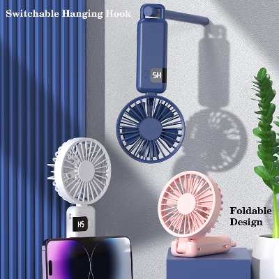 Picture of Portable Handheld Fan 5 Adjustable Speed Rechargeable Mini Fan 90° Angle Adjustment Foldable Fan Quiet Personal Fan