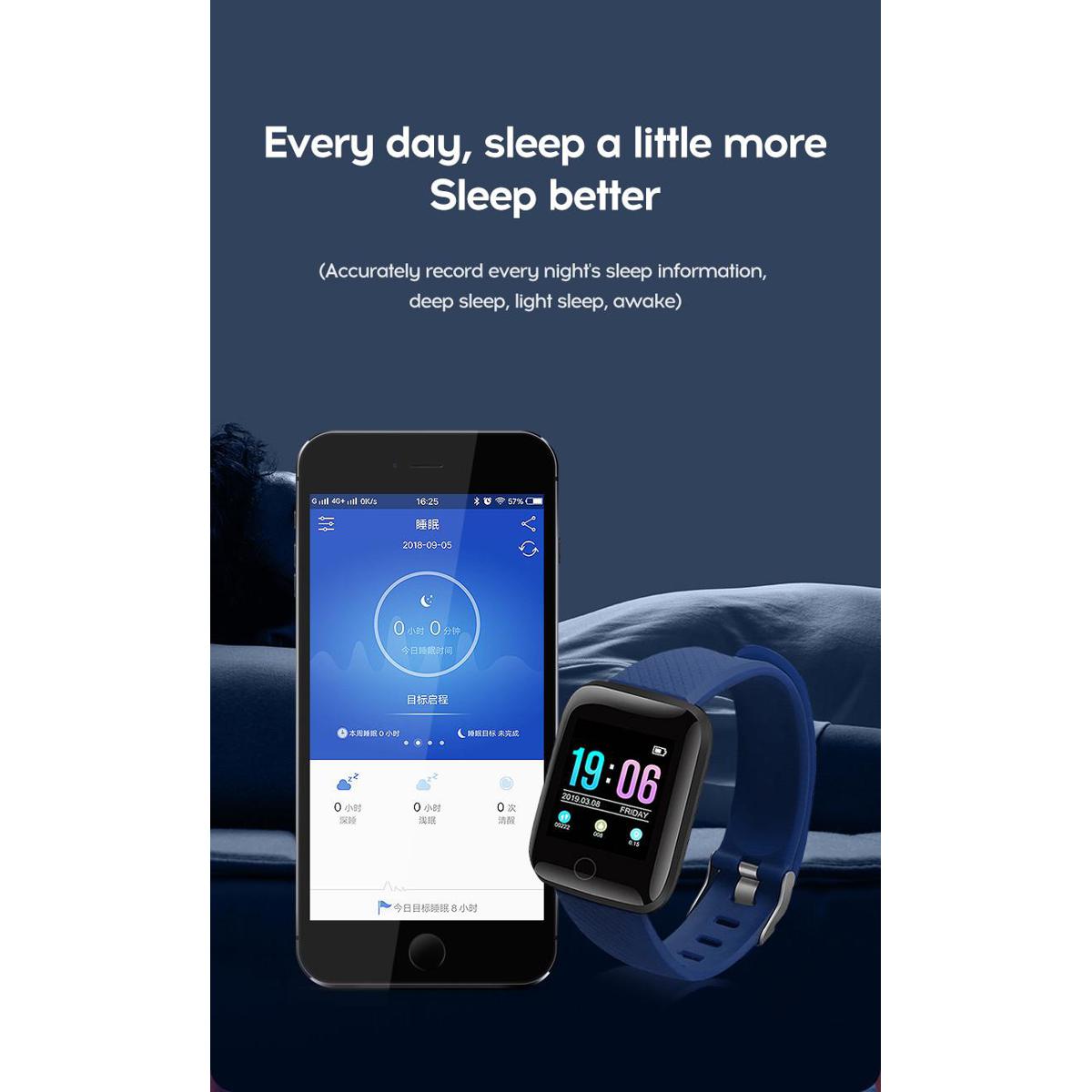 Picture of D116 PLUS Smart Bracelet Heart Rate Blood Pressure Monitor Wristbands Outdoor Sports Fitness Band Waterproof Smart Digital Watch