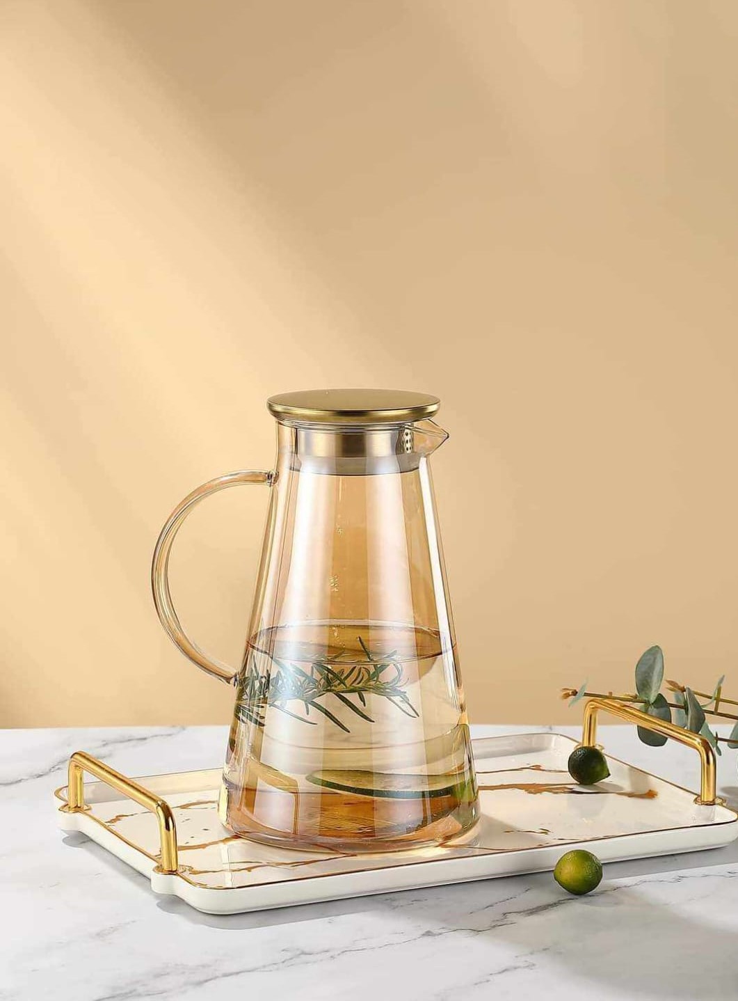 Picture of Progressive - 1400ml 47.3oz DELI Borosilicate Custom Teapot Bottles Large Water Milk Glass Jug with Lid - Kitchen & Dining