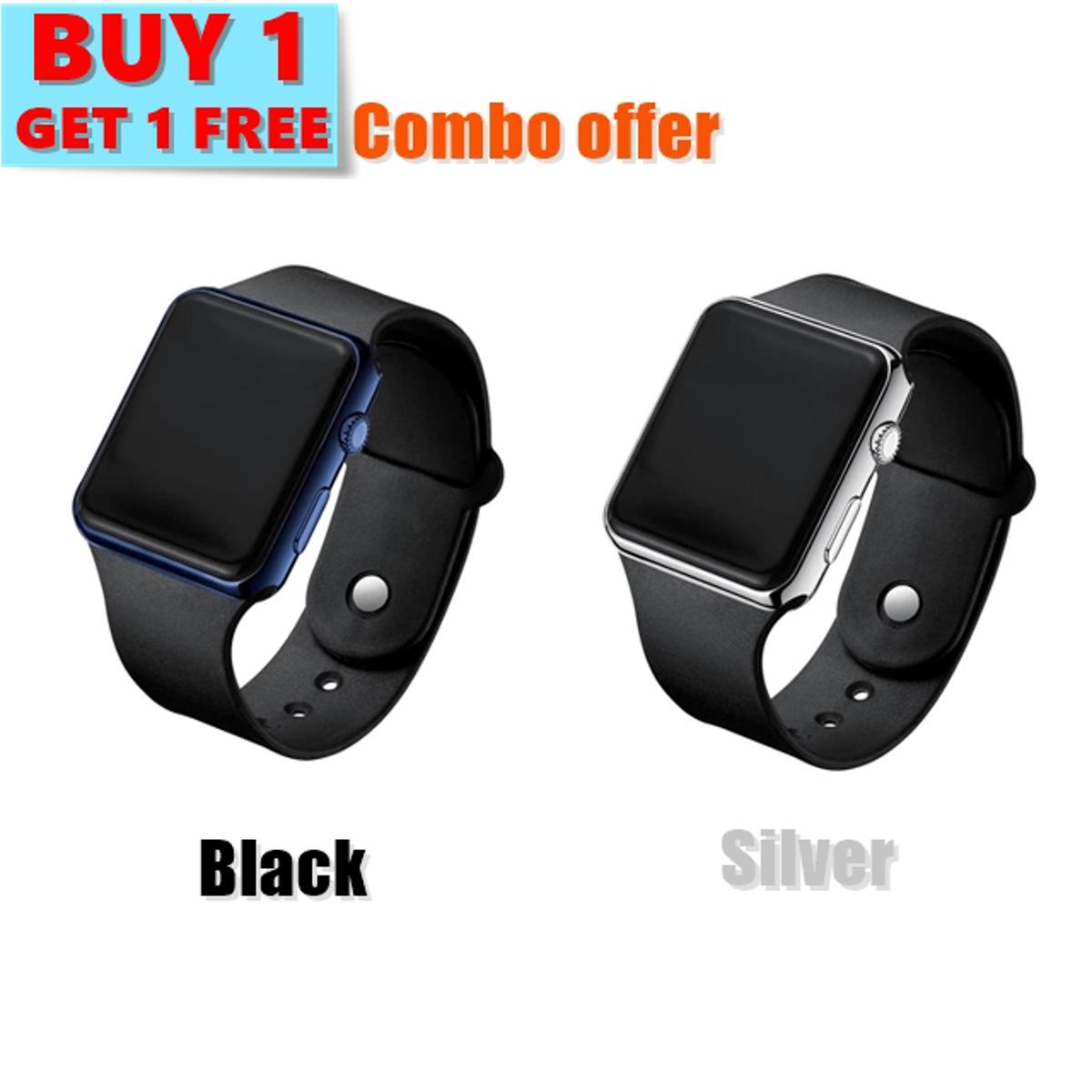 Picture of BUY 1 GET 1, Colorful Square LED Digital Sports Watch ,  Water Resistance LED Wrist Watch,SILVER