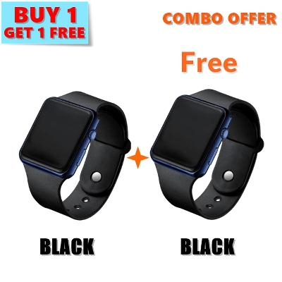 Picture of BUY 1 GET 1, Colorful Square LED Digital Sports Watch ,  Water Resistance LED Wrist Watch,BLACK