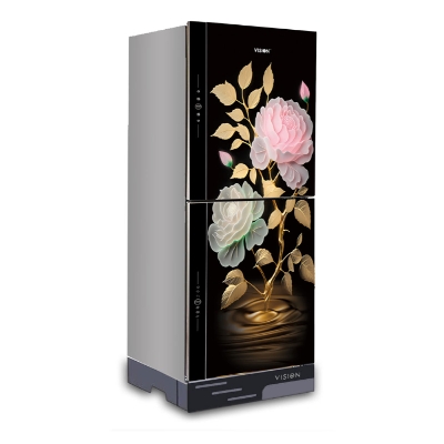 Picture of VISION Glass Door Top Mount Refrigerator RE-242 Liter Golden Peony Flower