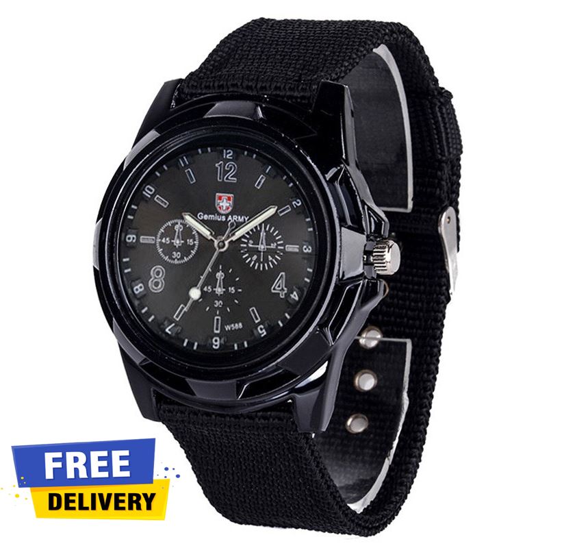 Picture of Fabric Canvas Strap Casual Cool Sport Round Dial WristWatch for men