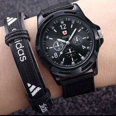 Picture of Fabric Canvas Strap Casual Cool Sport Round Dial WristWatch for men