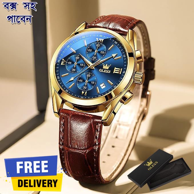 Picture of Leather Waterproof Quartz Fashion Watch for Men