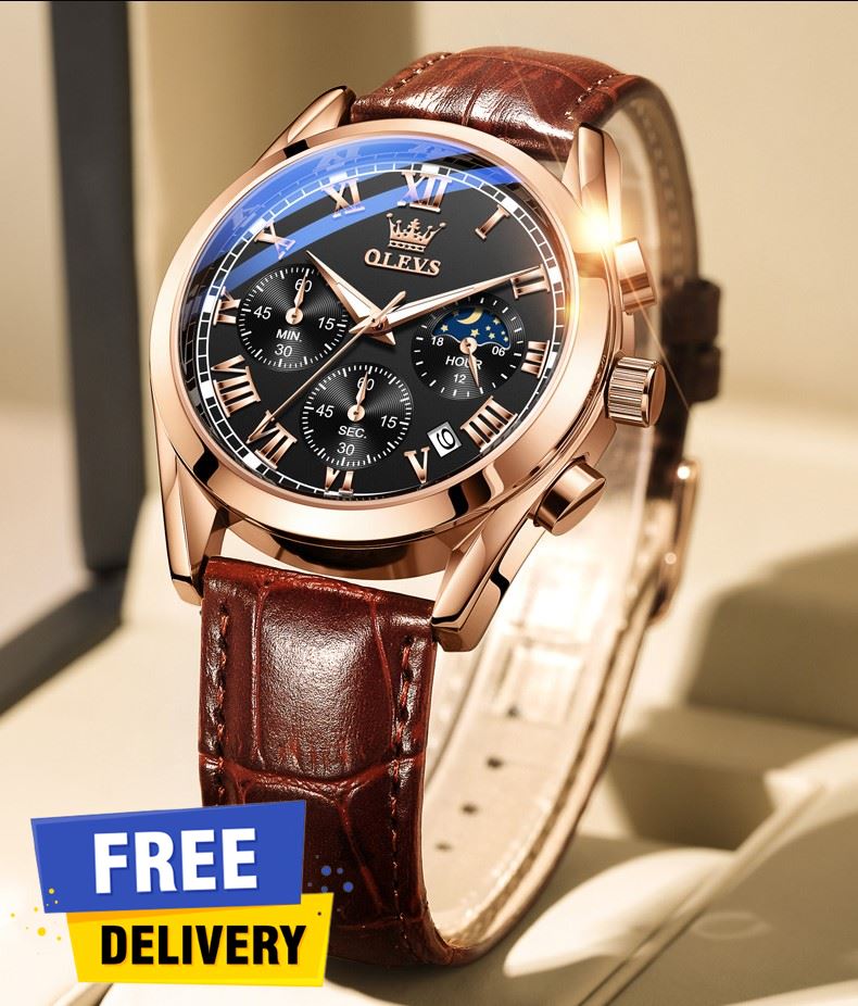 Picture of Olevs_Men Leather Date Function Luxury Smart Fitness Wrist Watch For Men