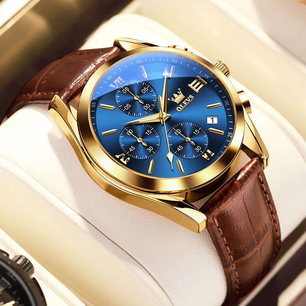 Picture of OLEVS Leather Waterproof Quartz Fashion Watch for Men