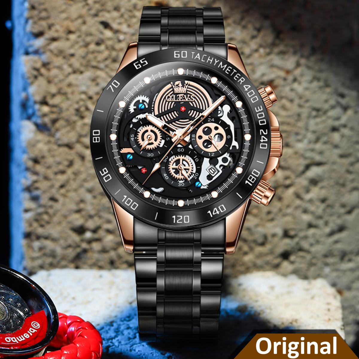 Picture of Square Fashion Watches for Men Chronograph Waterproof Leather Wristwatch