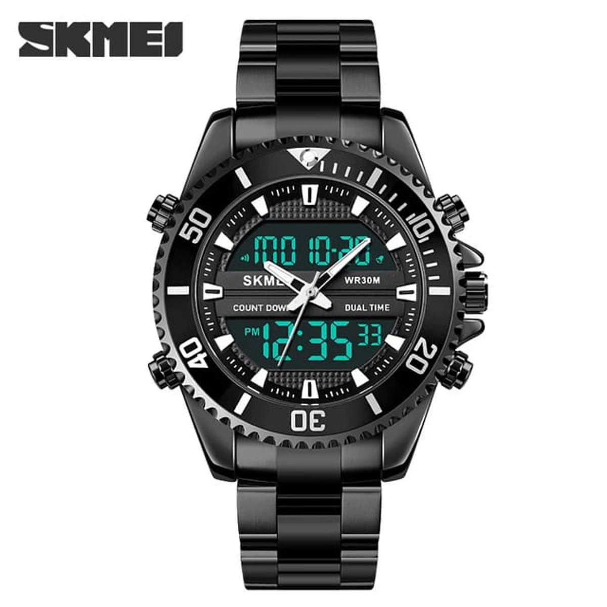 Picture of SKMEI 1850 Fashion Stainless SteelDigital Dual Display Quartz Watch for Men