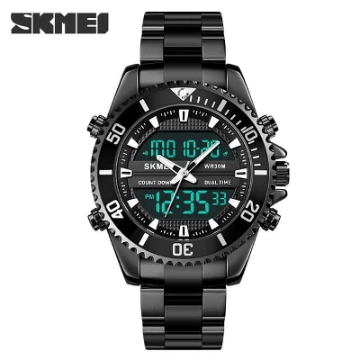 Picture of SKMEI 1850 Fashion Stainless SteelDigital Dual Display Quartz Watch for Men