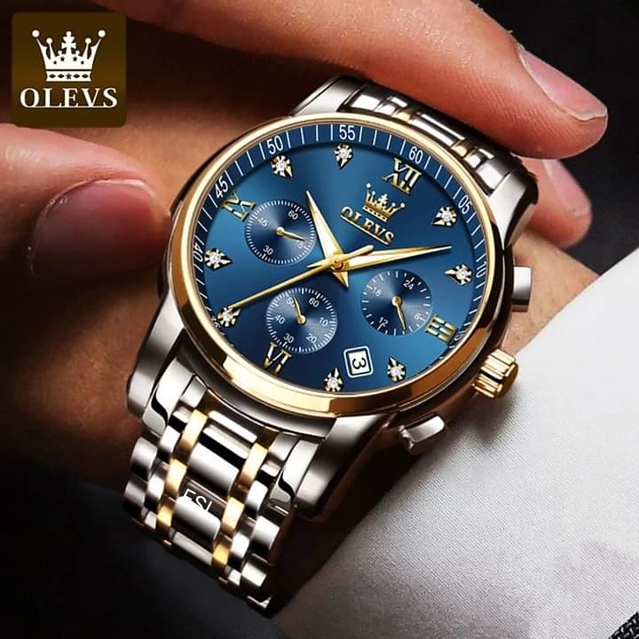 Picture of Olevs 2858 Stainless Steel Tow Tone Luxury Quartz Fashion Watch for Men - Watch For Men.