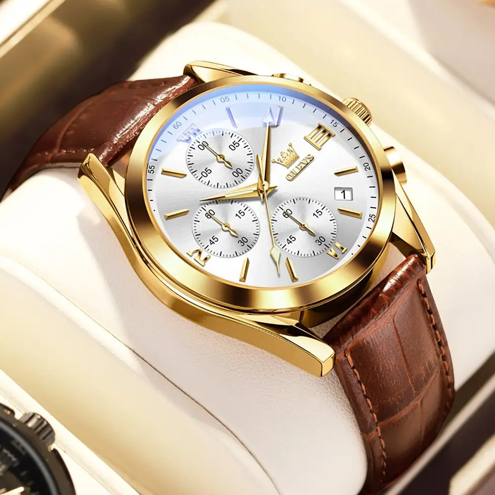 Picture of leather waterproof quartz fashionable watch for men