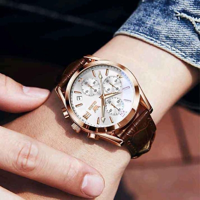 Picture of leather waterproof quartz fashionable watch for men