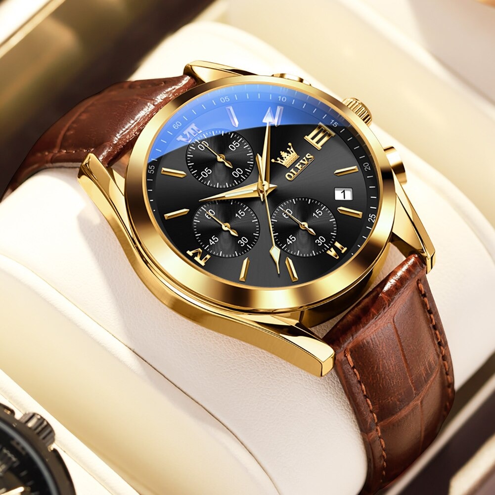 Picture of leather waterproof quartz fashionable watch for men