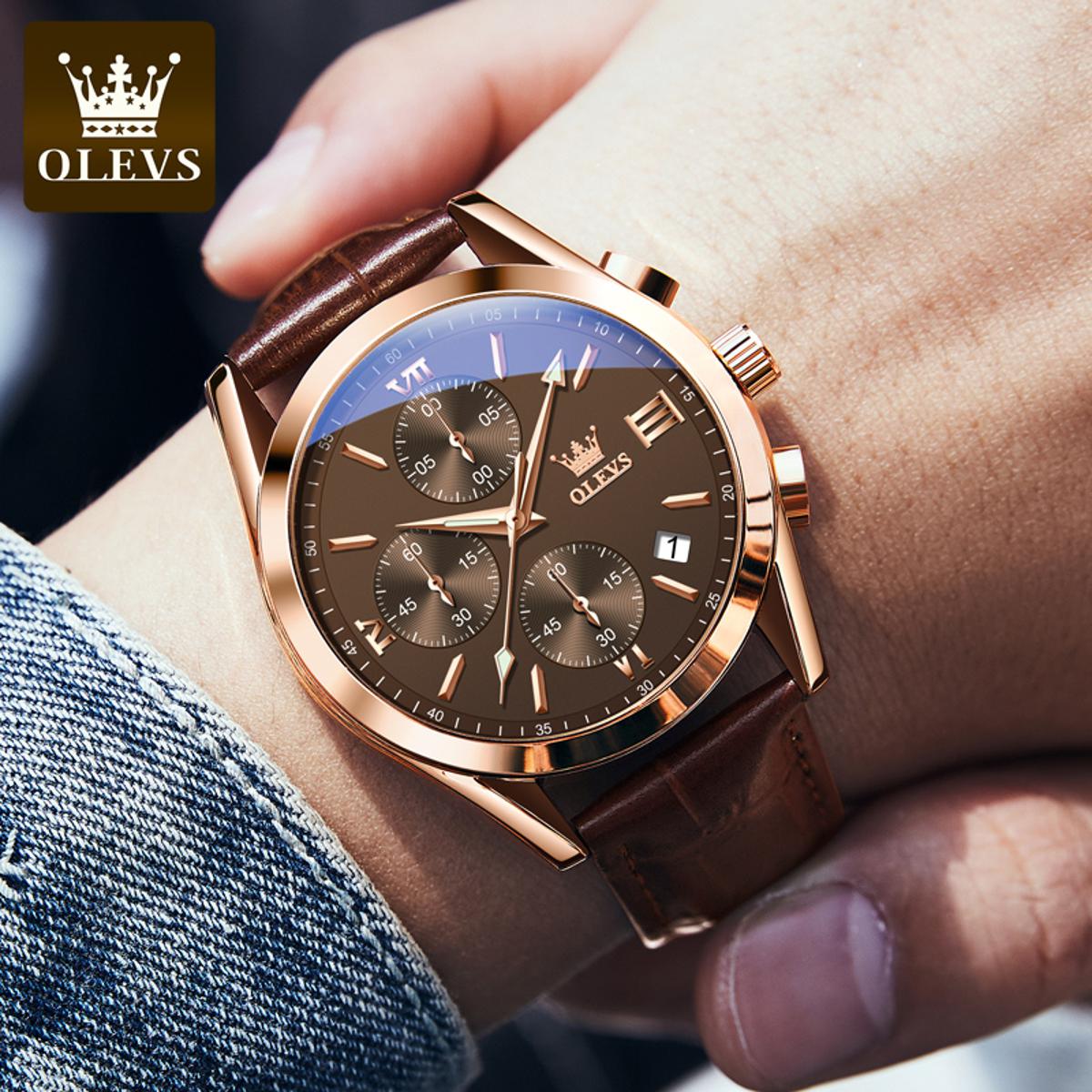 Picture of leather waterproof quartz fashionable watch for men