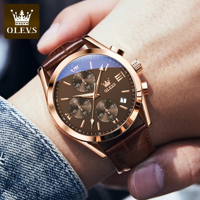 Picture of leather waterproof quartz fashionable watch for men