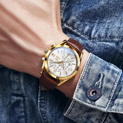 Picture of leather waterproof quartz fashionable watch for men