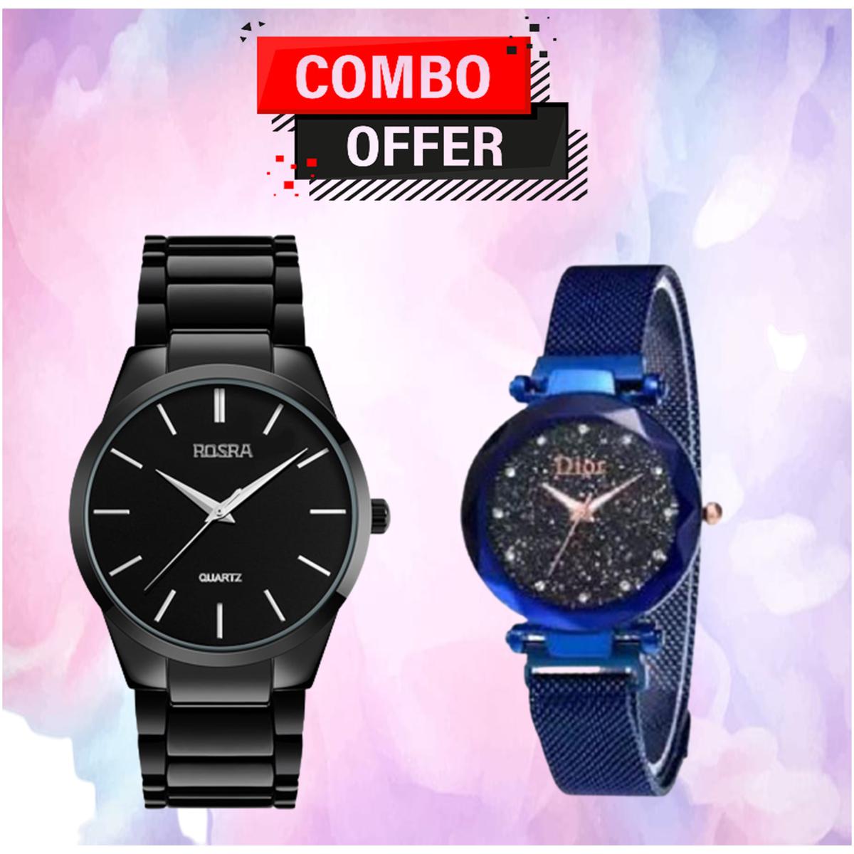 Picture of BUY 1 GET 1, Stainless Steel Couple Analog Watch For Men , Combo Offer