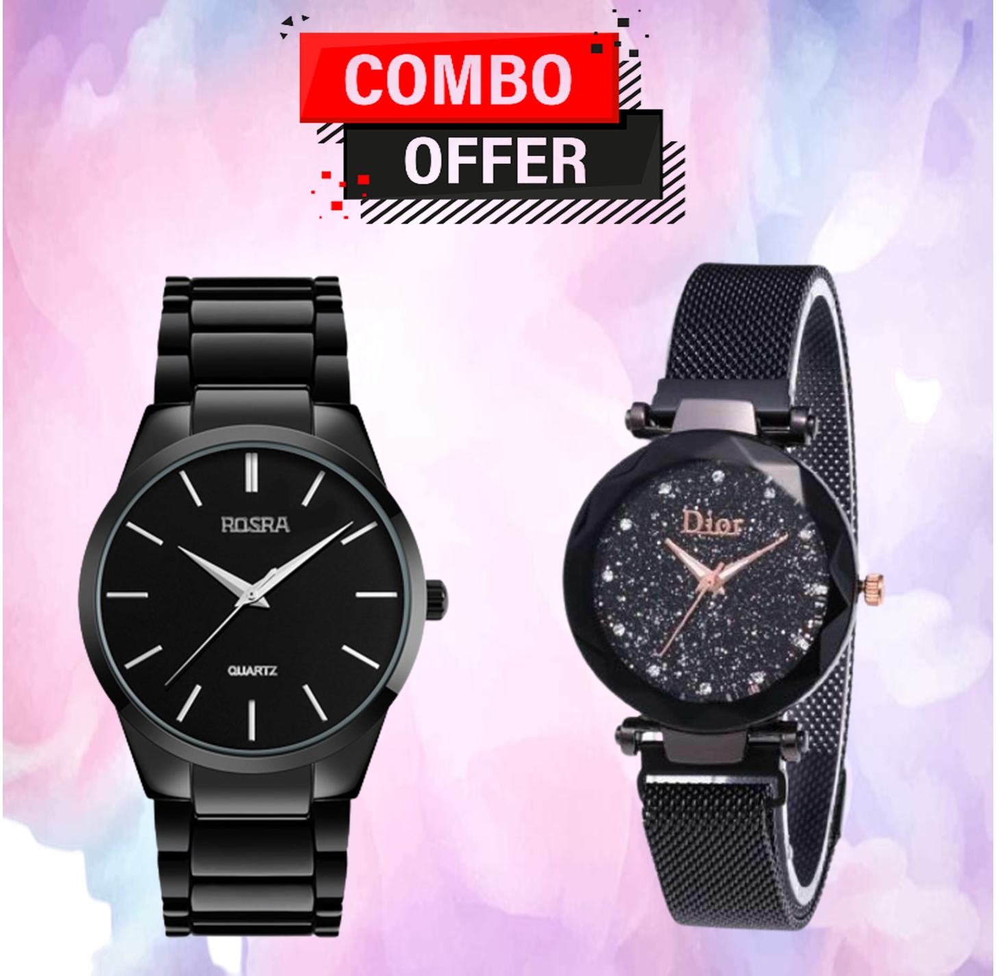 Picture of BUY 1 GET 1, Stainless Steel Couple Analog Watch For Men , Combo Offer