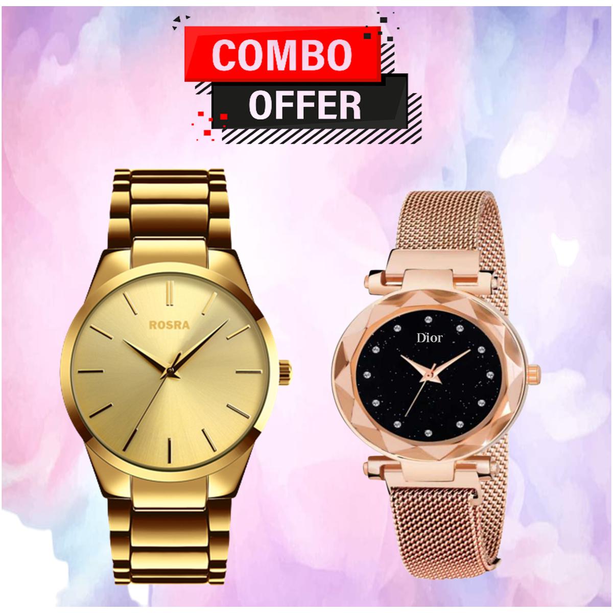 Picture of BUY 1 GET 1, Stainless Steel Couple Analog Watch For Men , Combo Offer