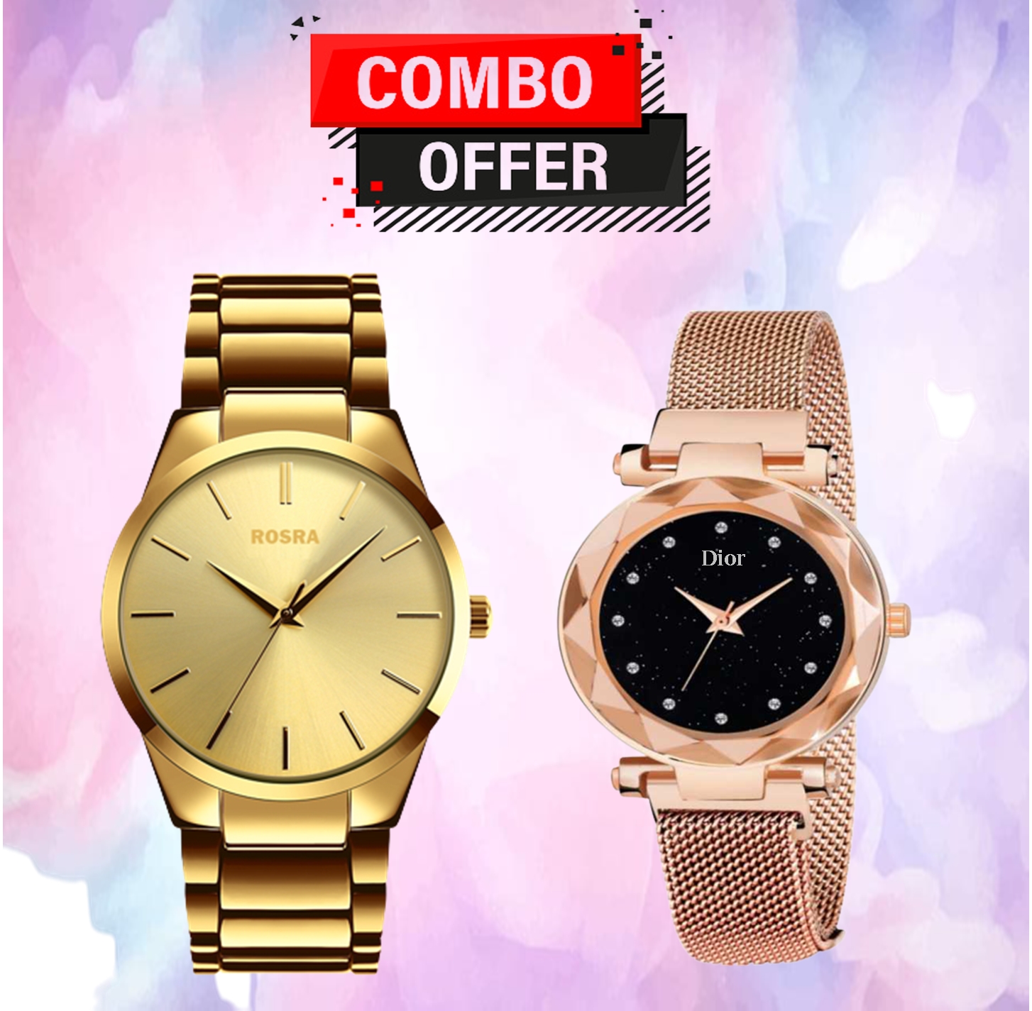 Picture of BUY 1 GET 1, Stainless Steel Couple Analog Watch For Men , Combo Offer