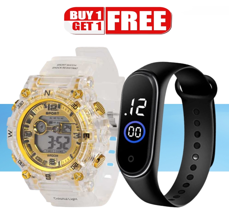 Picture of Buy 1 Get 1 , Digital Sports Watch with Touch Led Wrist Watch For Men Combo Offer - watch for men