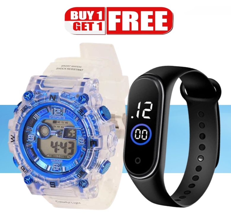 Picture of Buy 1 Get 1 , Digital Sports Watch with Touch Led Wrist Watch For Men Combo Offer - watch for men