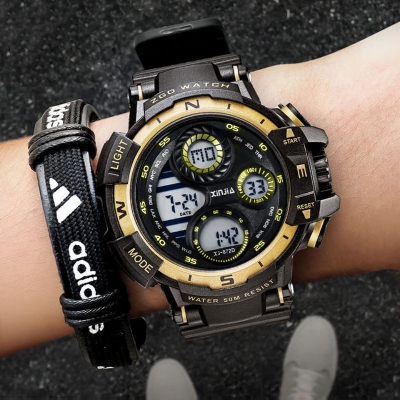 Picture of Fashion Multi-dial Watch For Men Digital LED Male Wrist Watches Outdoor Sport Black Digital Clock, Watch For Men