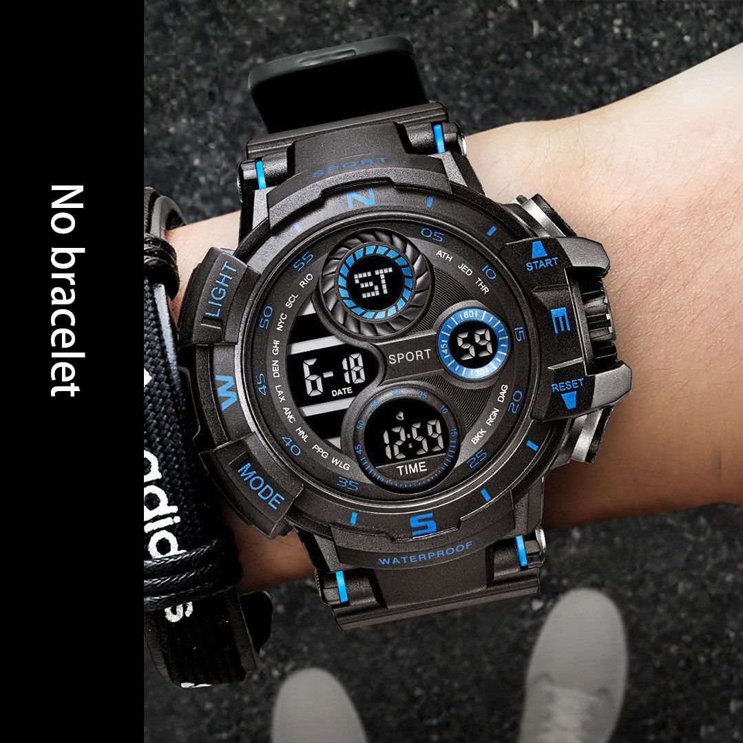 Picture of Fashion Multi-dial Watch For Men Digital LED Repeater Male Wrist Watches Outdoor Sport Black Digital Clock  , Watch For Men