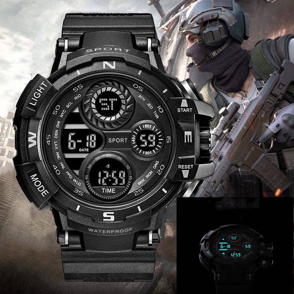 Picture of Fashion Multi-dial Watch For Men Digital LED Repeater Male Wrist Watches Outdoor Sport Black Digital Clock  , Watch For Men