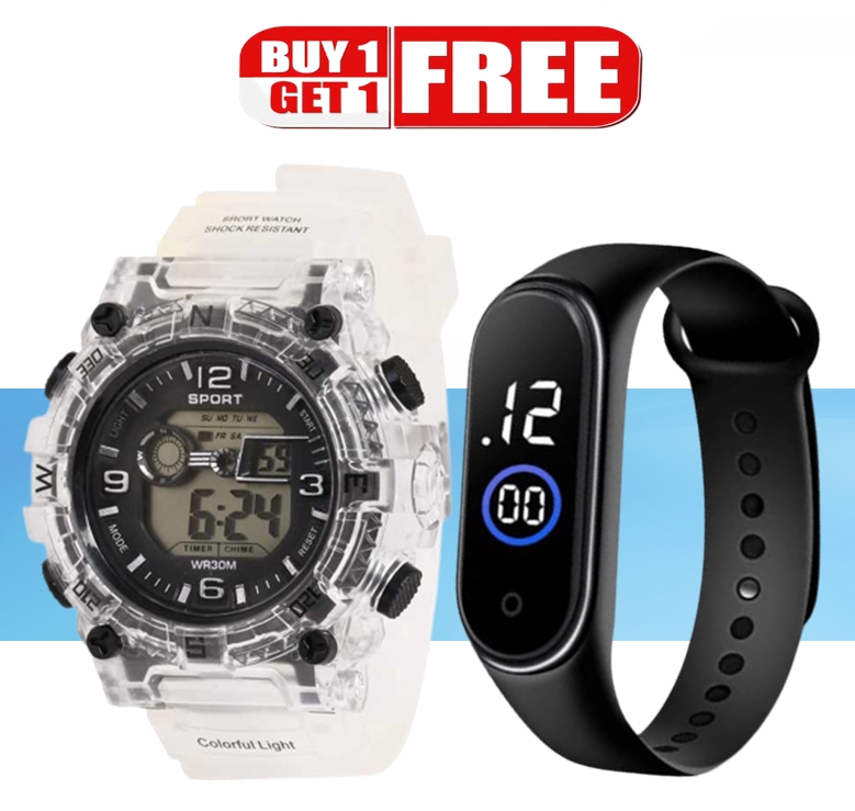 Picture of Buy 1 Get 1 , Digital Sports Watch with Touch Led Wrist Watch For Men Combo Offer - watch for men