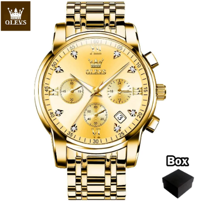 Picture of "Olevs 2858 Silver & Golden Two Tone Stainless Steel Analog Wrist Watch For Men - White & Silver & Golden "