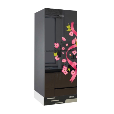 Picture of VISION Glass Door Top Mount Refrigerator RE-180 Liter Mirror Red Ribbon