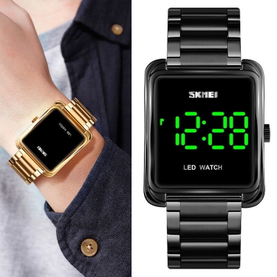 Picture of SKMEI 1505 Men Digital Sport Watches Rectangle Gold Wristwatch for Male LED Stopwatch Touch Watch For men