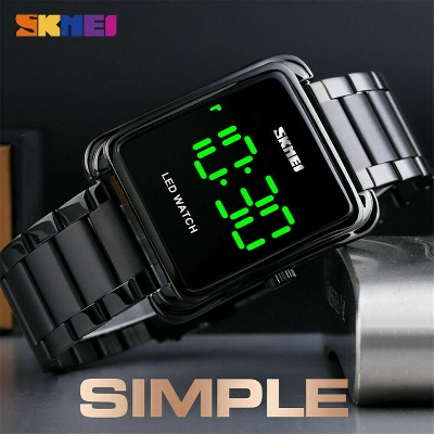 Picture of SKMEI 1505 Men Digital Sport Watches Rectangle Gold Wristwatch for Male LED Stopwatch Touch Watch For men