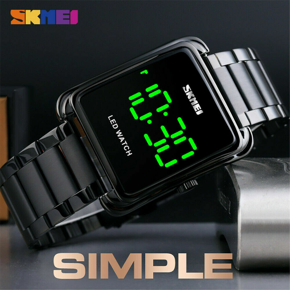 Picture of SKMEI 1505 Men Digital Sport Watches Rectangle Gold Wristwatch for Male LED Stopwatch Touch Watch For men