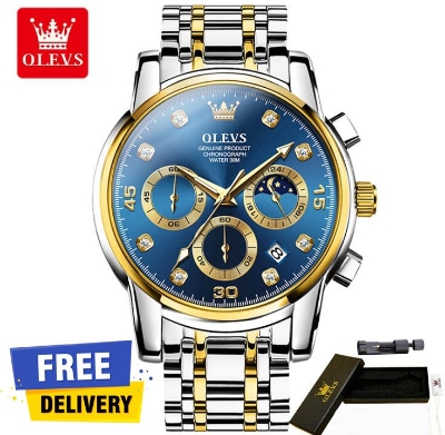 Picture of OLEVS Watches for Men Diamond Business Dress Analog Quartz Stainless Steel Date Luxury Casual Fashion Wrist Watch Waterproof Luminous