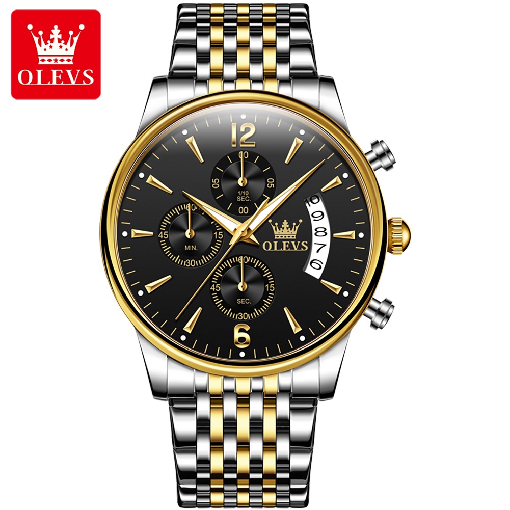 Picture of 2867 Olevs branded Wrist Watch Waterproof Large Golden Man Watch Steel Men's Fashion Watches