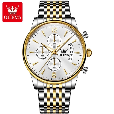 Picture of 2867 Olevs branded Wrist Watch Waterproof Large Golden Man Watch Steel Men's Fashion Watches