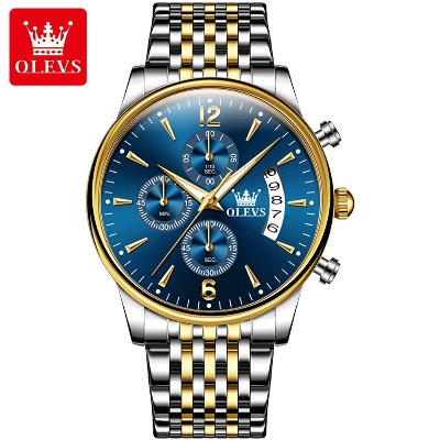 Picture of 2867 Olevs branded Wrist Watch Waterproof Large Golden Man Watch Steel Men's Fashion Watches