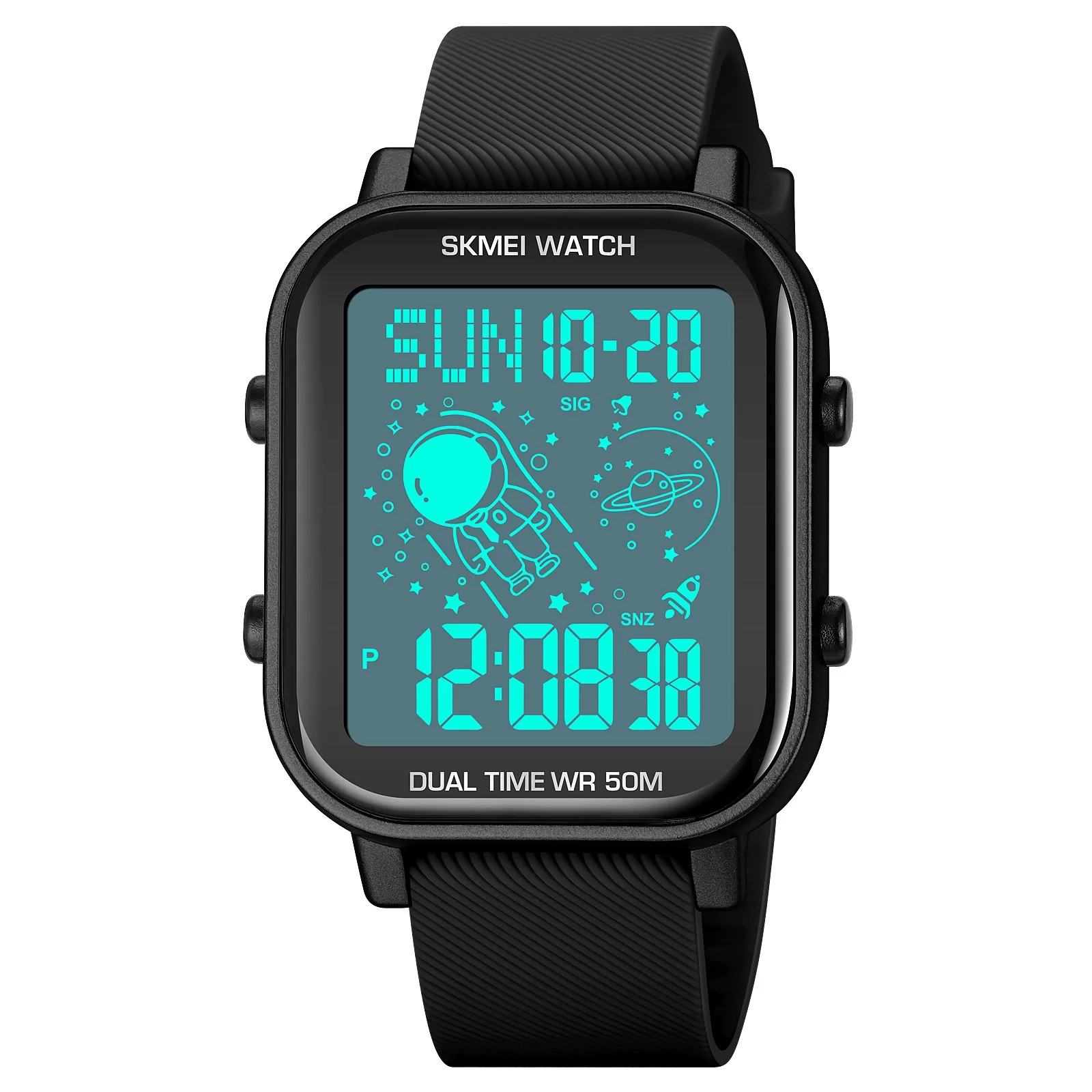 Picture of SKMEI 1971 Fashion Square Silicone Strap Led Digital Watch Waterproof Wristwatch