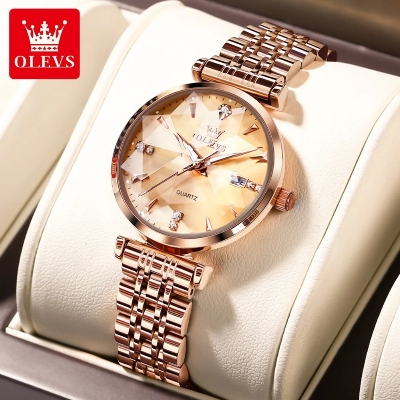 Picture of OLEVS 5536 Quartz Luxury Diamond-shapedWatch For Women, Stainless Steel Strap Waterproof Fashion Women Wristwatches Calendar