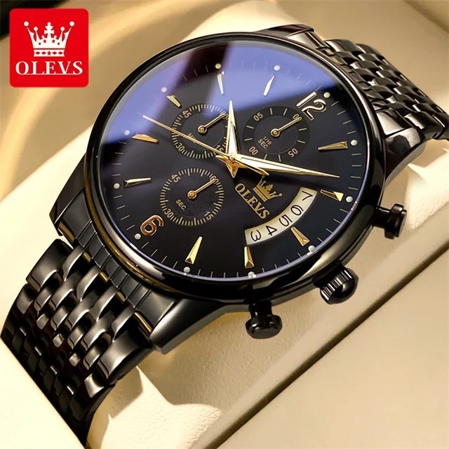 Picture of 2867 Olevs branded Wrist Watch Waterproof Large Golden Man Watch Steel Men's Fashion Watches