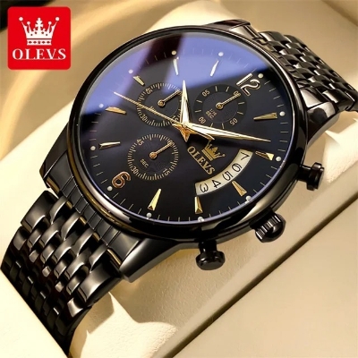 Picture of 2867 Olevs branded Wrist Watch Waterproof Large Golden Man Watch Steel Men's Fashion Watches