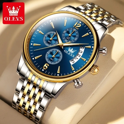 Picture of 2867 Olevs branded Wrist Watch Waterproof Large Golden Man Watch Steel Men's Fashion Watches