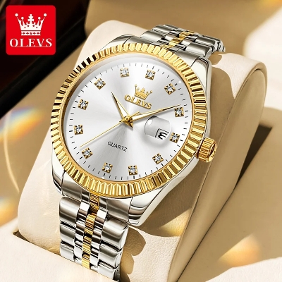 Picture of OLEVS 5526 Brand New Fashion Design Quartz Watch for Men Gold Steel Waterproof Luminous Date Mens Watches Relogio Masculino 2024