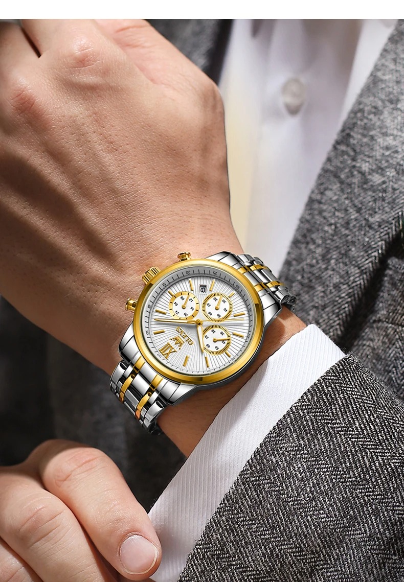 Picture of OLEVS TY709 Men's Watches Classics Three Small Dials Original Quartz Watch for Man Waterproof Stainless Steel Luminous Fashion Trend