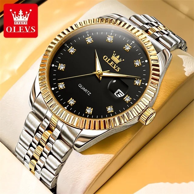 Picture of OLEVS 5526 Brand New Fashion Design Quartz Watch for Men Gold Steel Waterproof Luminous Date Mens Watches Relogio Masculino 2024